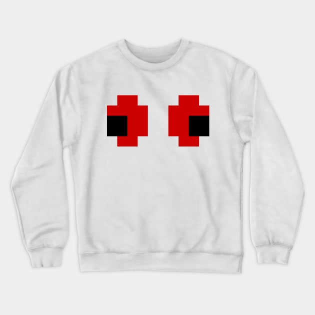 8 Bit Pixel Spooky Red Eyes Crewneck Sweatshirt by tinybiscuits